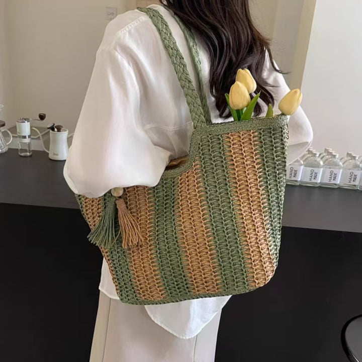 Beach bag with cheerful stripes and tassel details Stornfield