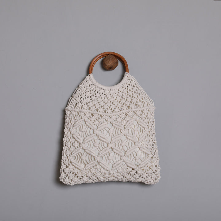 Macrame bag with wooden handle Stornfield