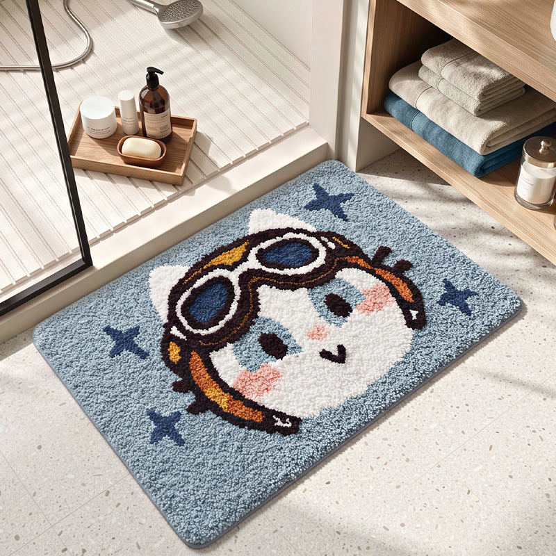 Cute Cat-Themed Plush Bath Mat
