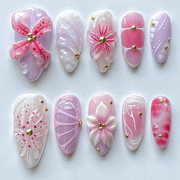Nature-Themed Artistic Press-On Nail Set Stornfield
