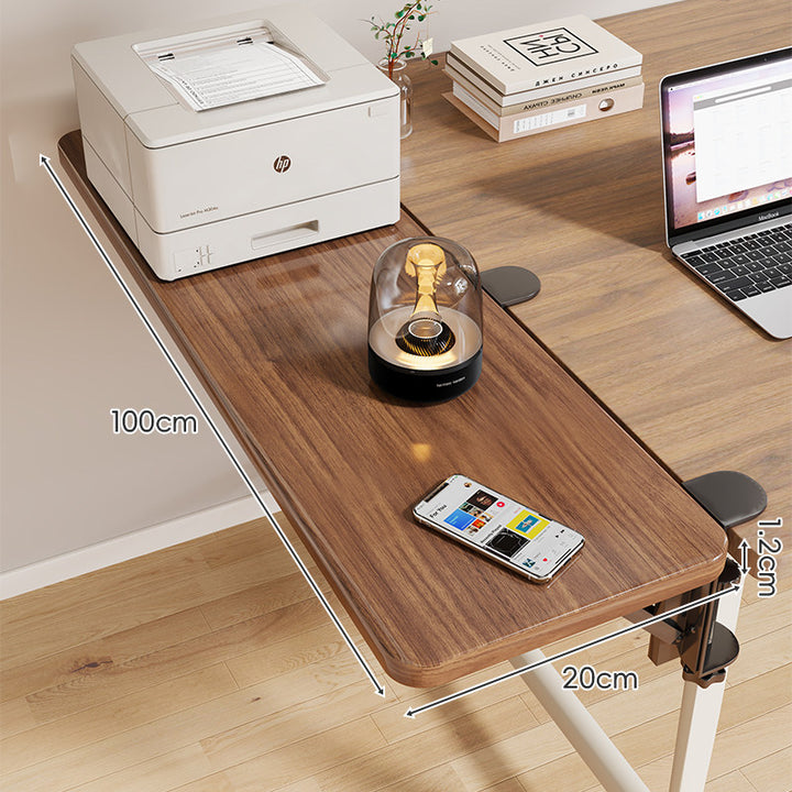 Clamp-On Adjustable Wooden Desk Side Shelf Extension with Foldable Bracket