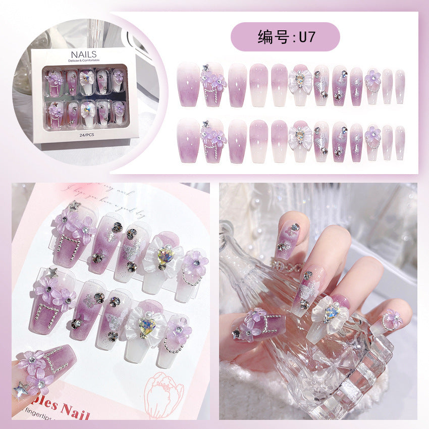 Decorative Floral Press-On Nail Tips Stornfield