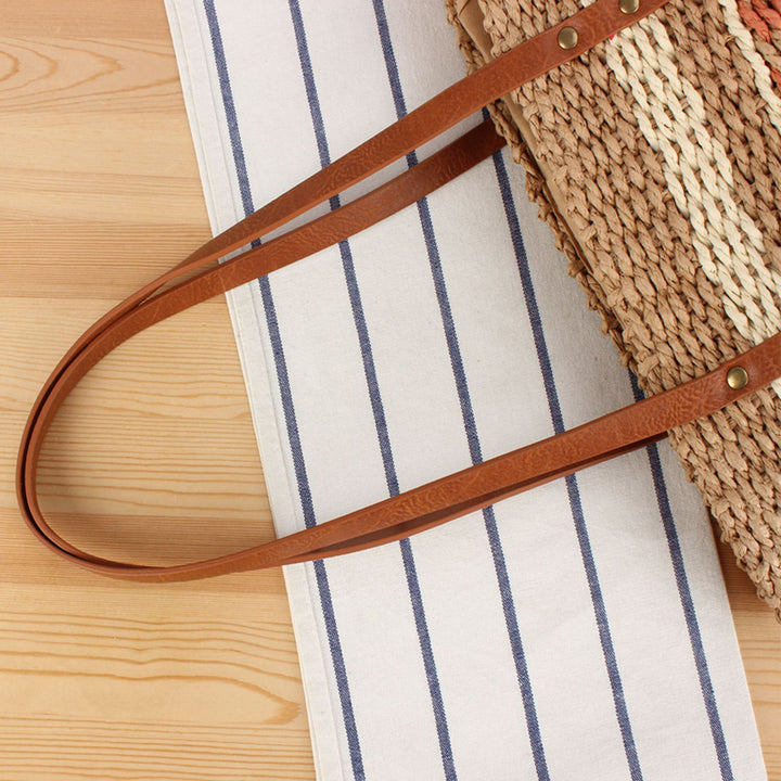 Braided shopping bag with high-quality leather handles Stornfield