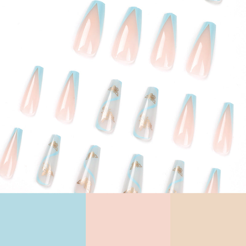 Artificial nail extensions in an elegant style with floral design Stornfield