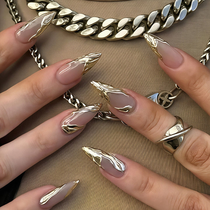 Premium Marble Design Press-On Nail Set Stornfield