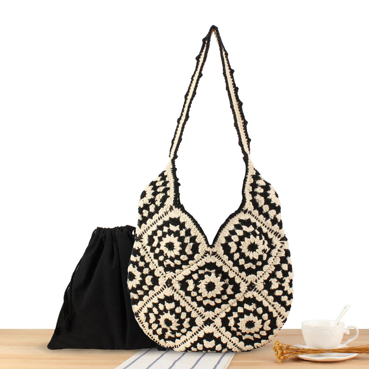 Handmade Macrame Shoulder Bag with Floral Patterns Stornfield