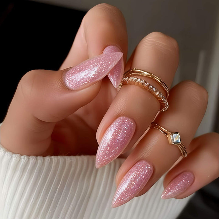 Glittering Almond-Shaped Press-On Nails Set Stornfield