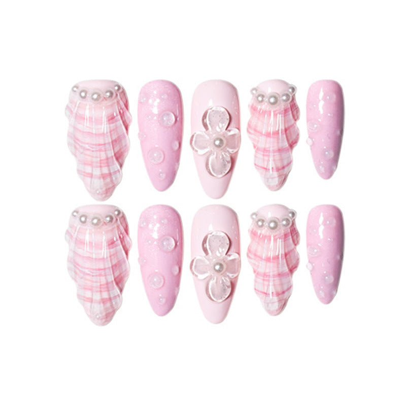 Decorative Press-On Nail Set with Floral Accents Stornfield