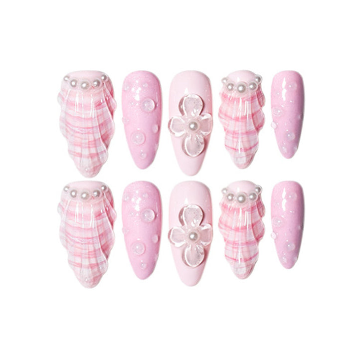 Decorative Press-On Nail Set with Floral Accents Stornfield