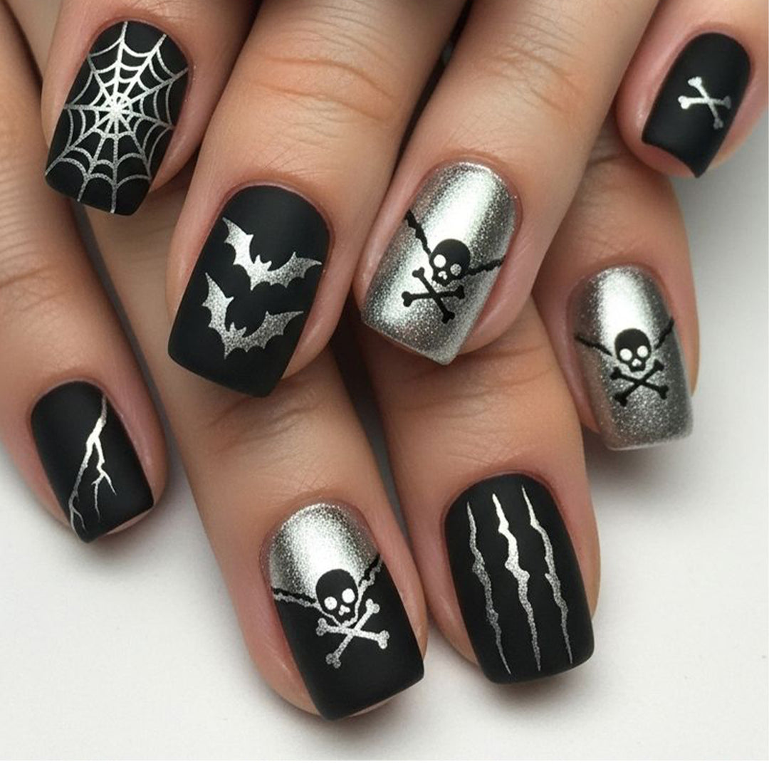 Gothic-Themed Acrylic Nail Art Extensions Stornfield
