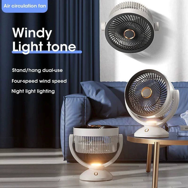 Unisex universal size compact oscillating table fan with adjustable tilt angle, quiet brushless motor and USB charging Stornfield