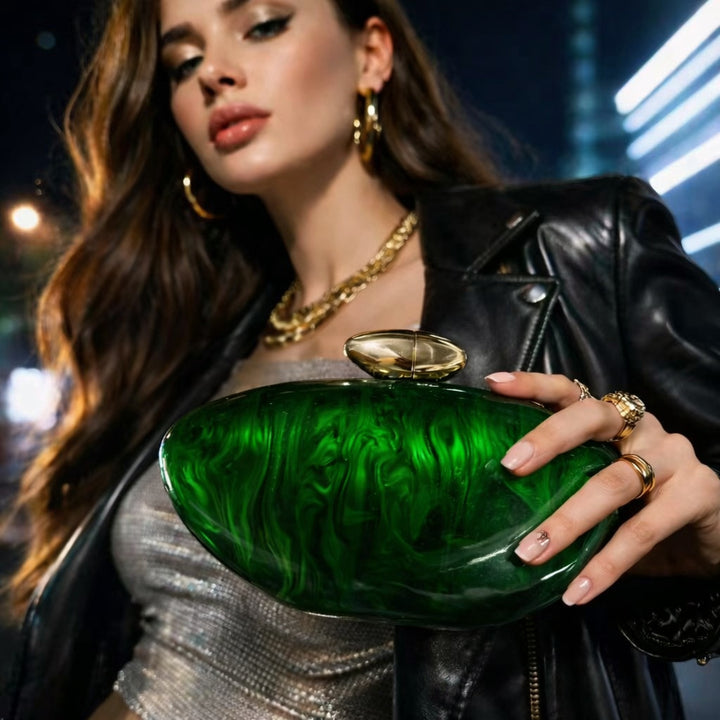 Luxurious Marble-Effect Clutch