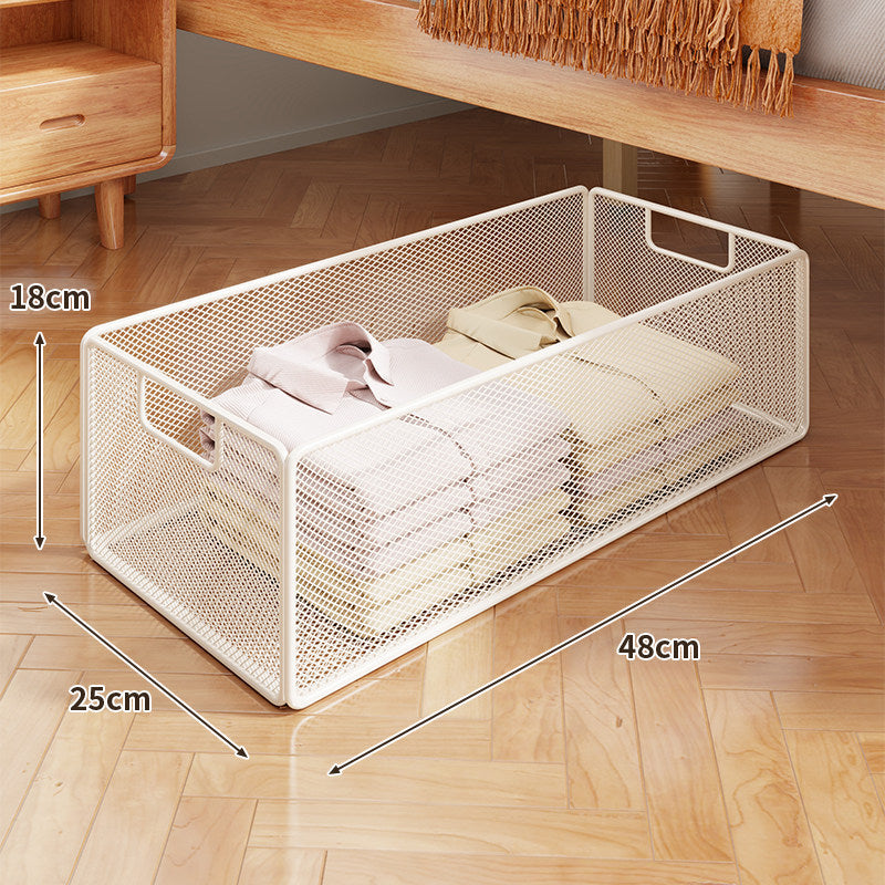 Underbed Low-Profile Metal Mesh Storage Drawer on Casters