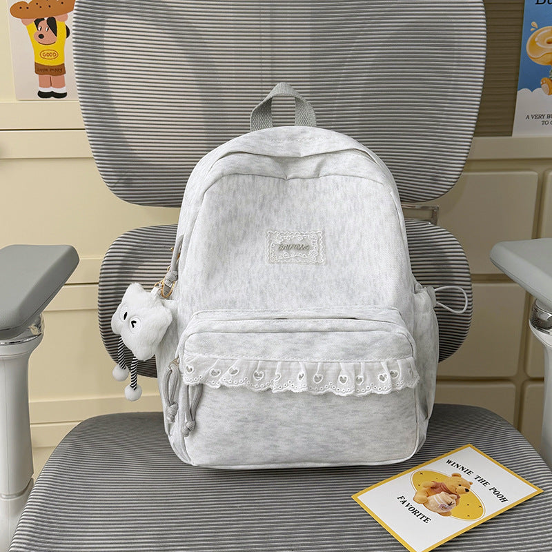 Stylish Backpack with Decorative Lace Trim Stornfield