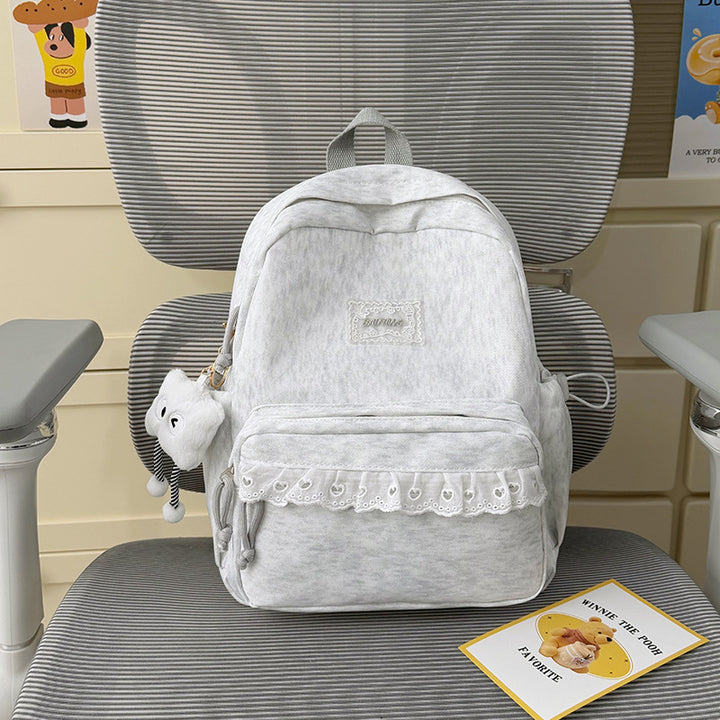 Stylish Backpack with Decorative Lace Trim Stornfield