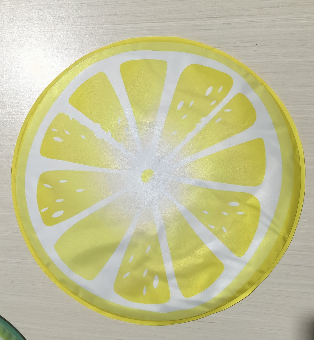 Unisex nano round beach towel made of microfiber with citrus slice pattern and sand-free design Stornfield
