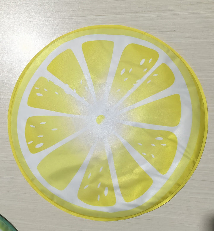 Unisex nano round beach towel made of microfiber with citrus slice pattern and sand-free design Stornfield