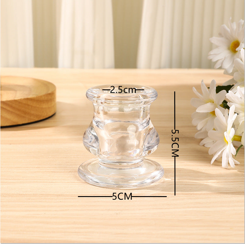 Glass Candle Holders Triple-Height Mantel Centerpiece