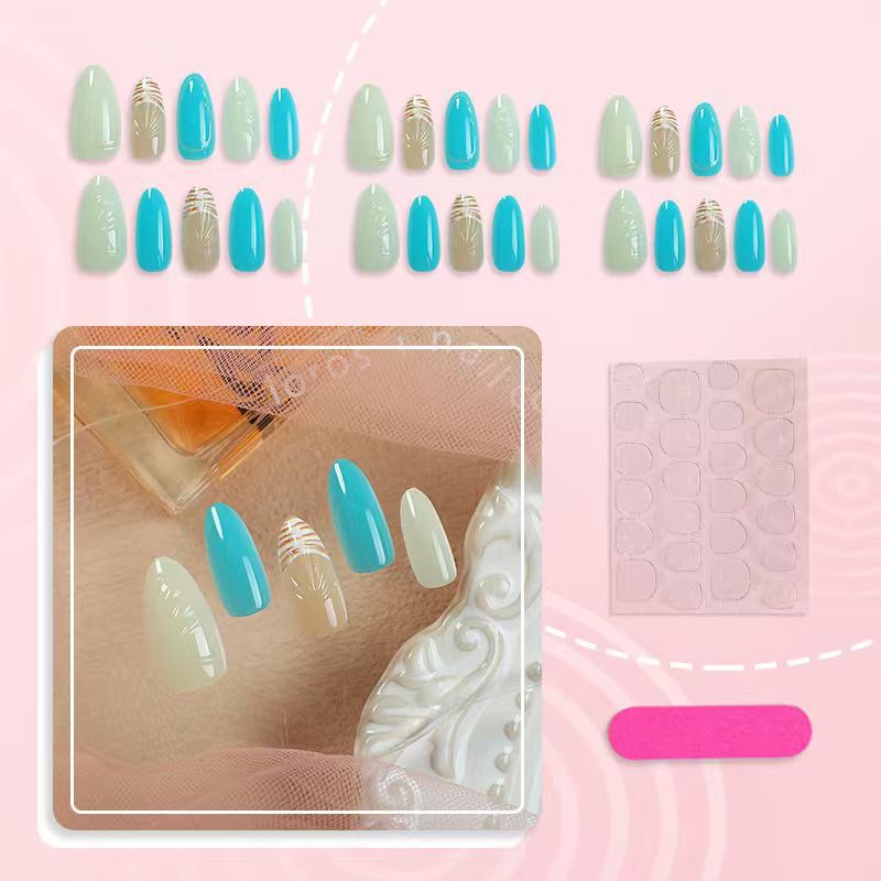 Creative Ocean-Themed Press-On Nail Set