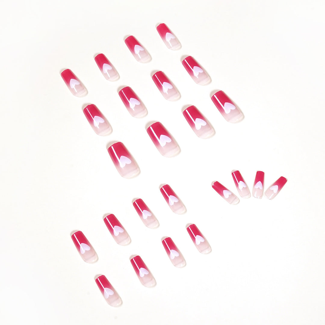 Artful nail extensions in romantic heart design Stornfield