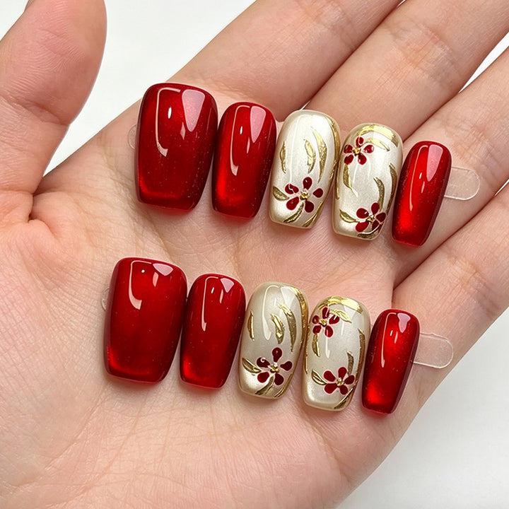 Floral Design Press-On Nail Set