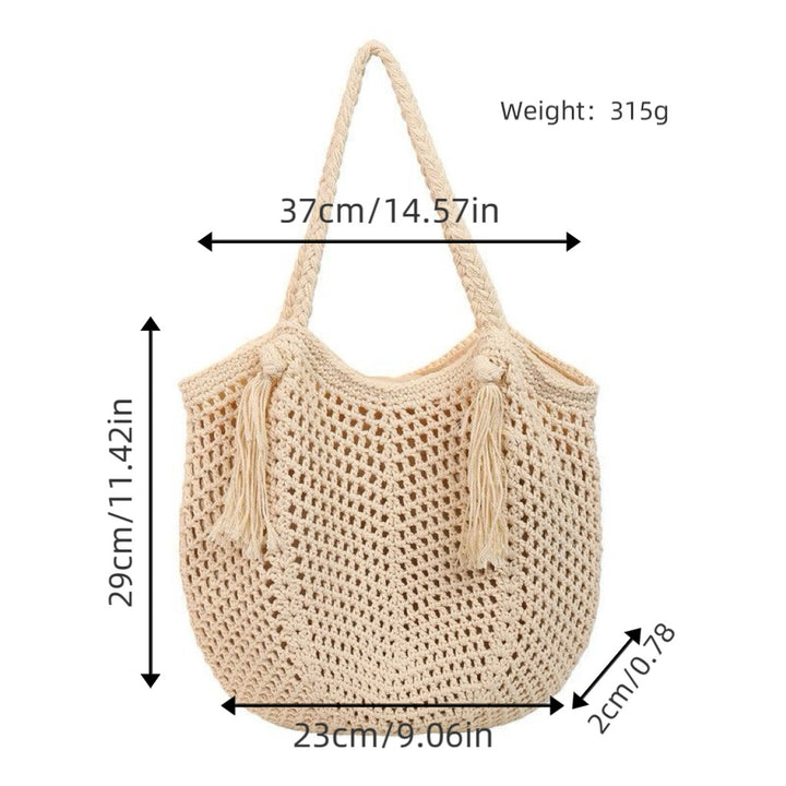 Macrame Beach Bag with Fringe Details Stornfield