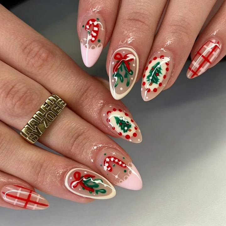 Festive Holiday Press-On Nail Art Stornfield