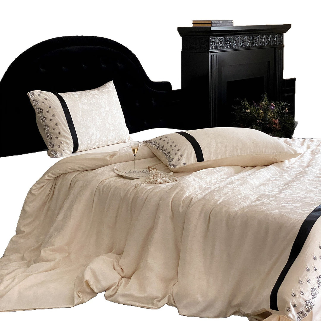 Luxury Embroidered Satin Duvet Cover and Pillowcase Set