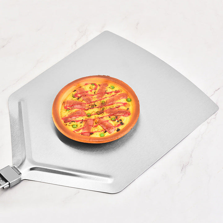 long-handled perforated pizza peel set with wooden handle stainless steel cutter and triangle server Stornfield