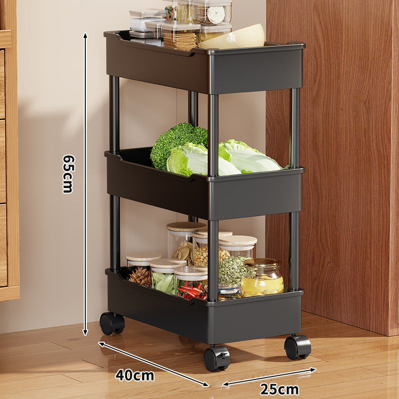 Narrow Four-Tier Rolling Kitchen Storage Cart Organizer with Deep Removable Trays
