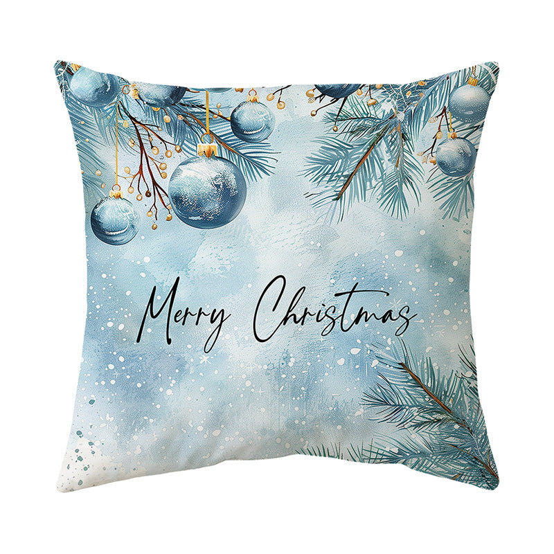 Decorative Linen-Texture Square Throw Pillow Cover with Winter Deer Forest Print