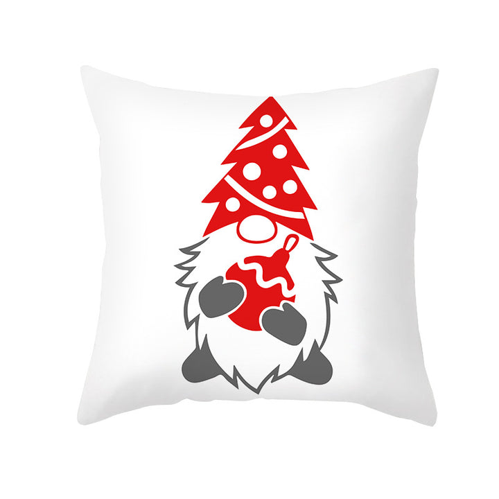 Holiday Decorative Throw Pillow Plush Polyester Cover Festive Santa Reindeer Snowman Print