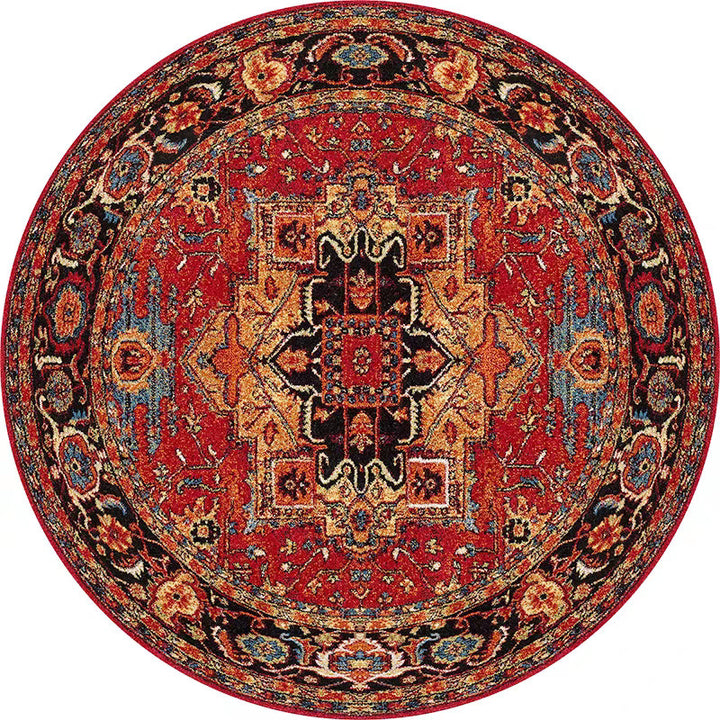 Round Vintage Floral Area Rug