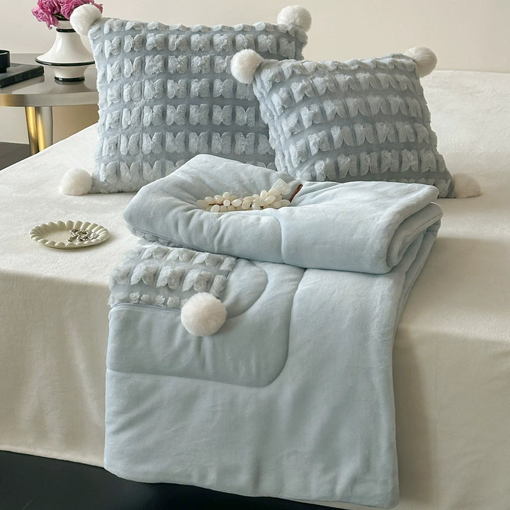 Decorative Cozy Textured Fleece Blanket Set Stornfield