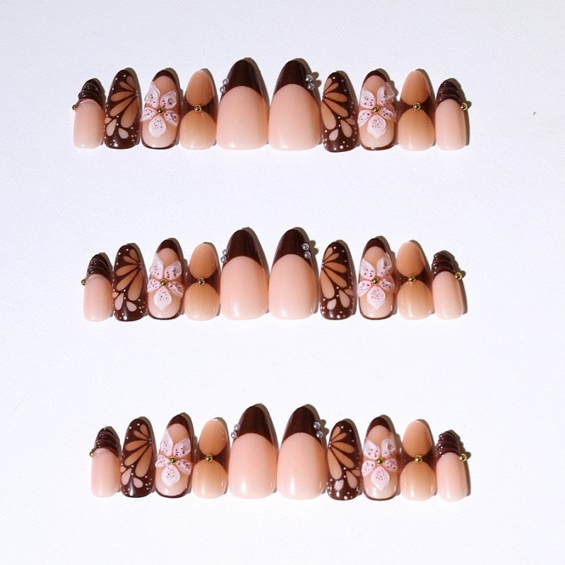 Artificial nail set with exquisite floral designs Stornfield