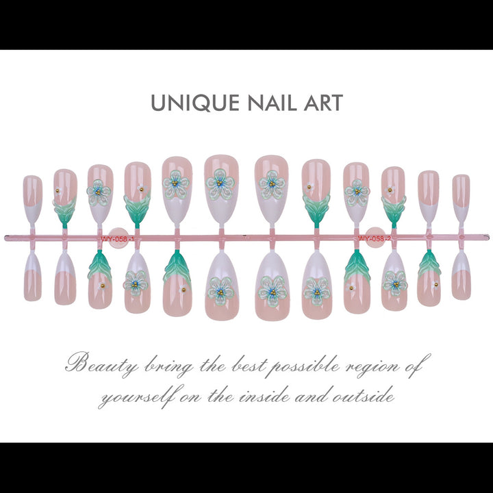 Floral-Embellished Press-On Nail Set Stornfield