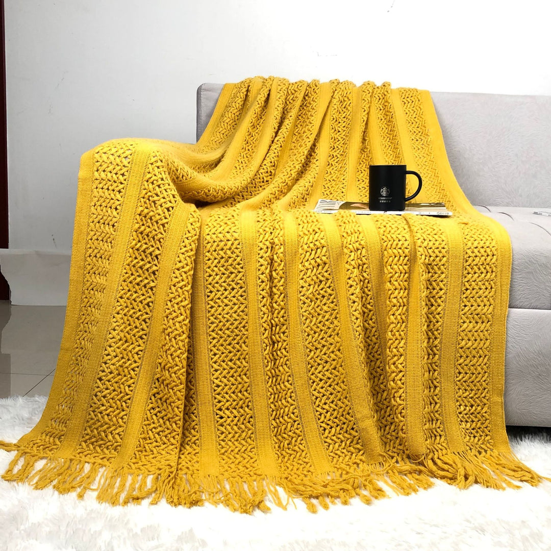 Handcrafted Textured Knit Throw Blanket Stornfield