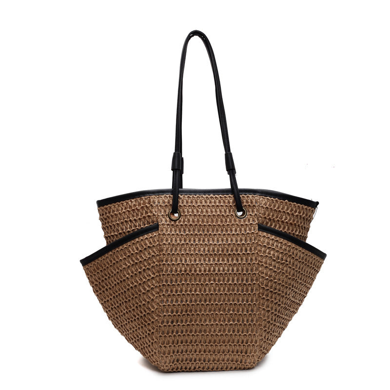 Spacious bast shopping bag with elegant leather accents Stornfield