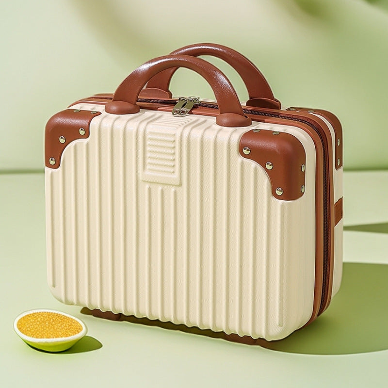 structured hard-shell vanity travel case with faux-leather corner reinforcements and dual top handles Stornfield