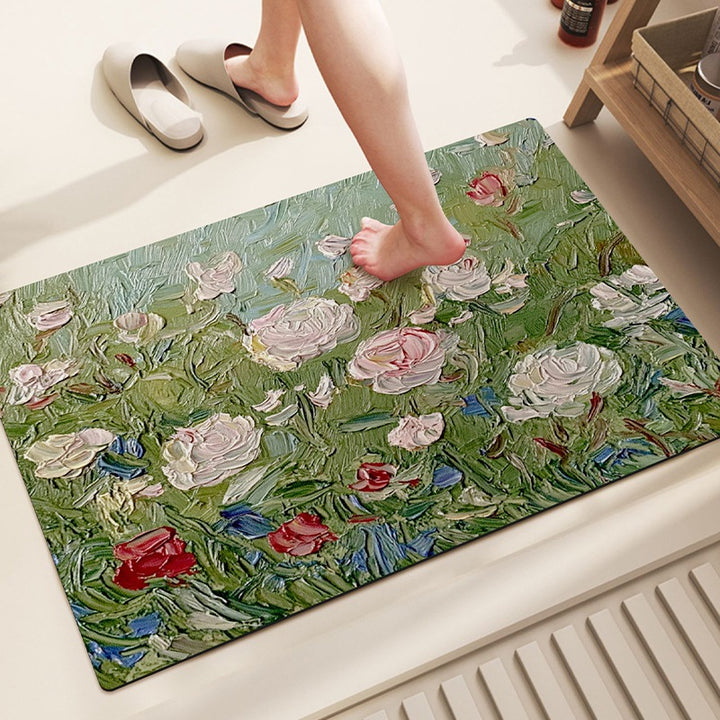 Nature-Inspired Floral Pattern Bath Mat
