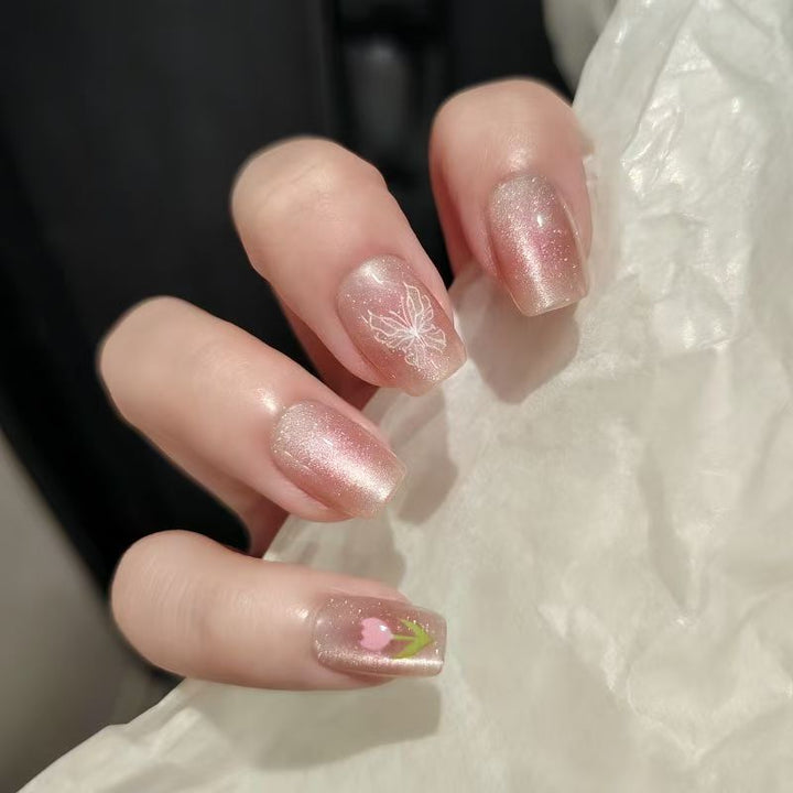 Artistic Floral Nail Design Press-On Tips Stornfield