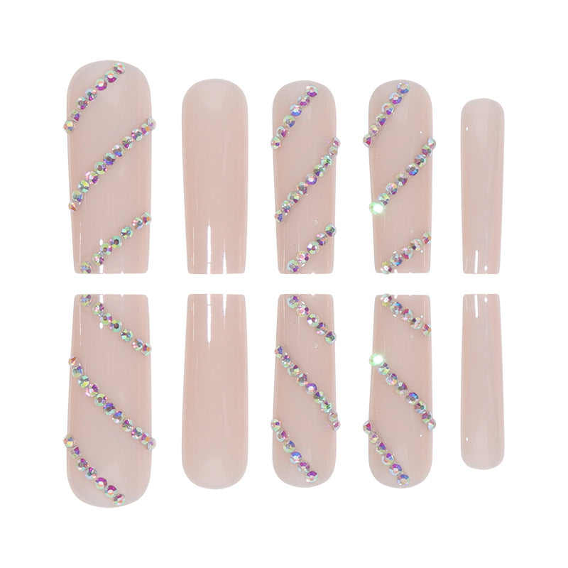 Rhinestone Embellished Long Acrylic Press-On Nails Stornfield