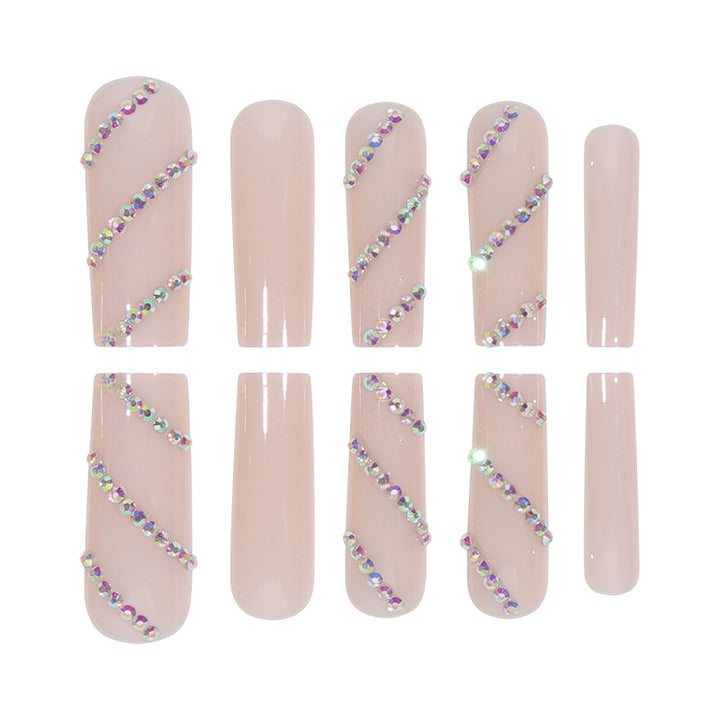 Rhinestone Embellished Long Acrylic Press-On Nails Stornfield
