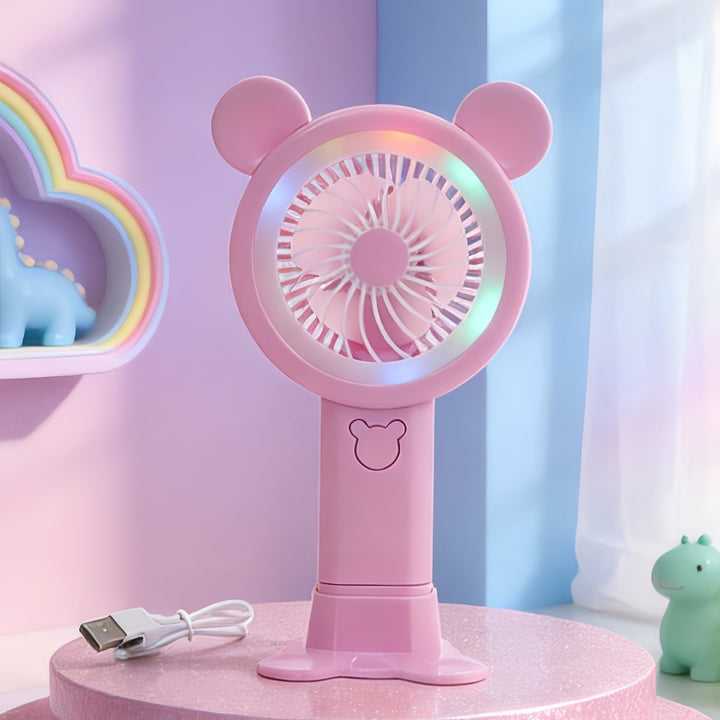 Women's Portable Hand Fan in Cheerful Bear Design Stornfield