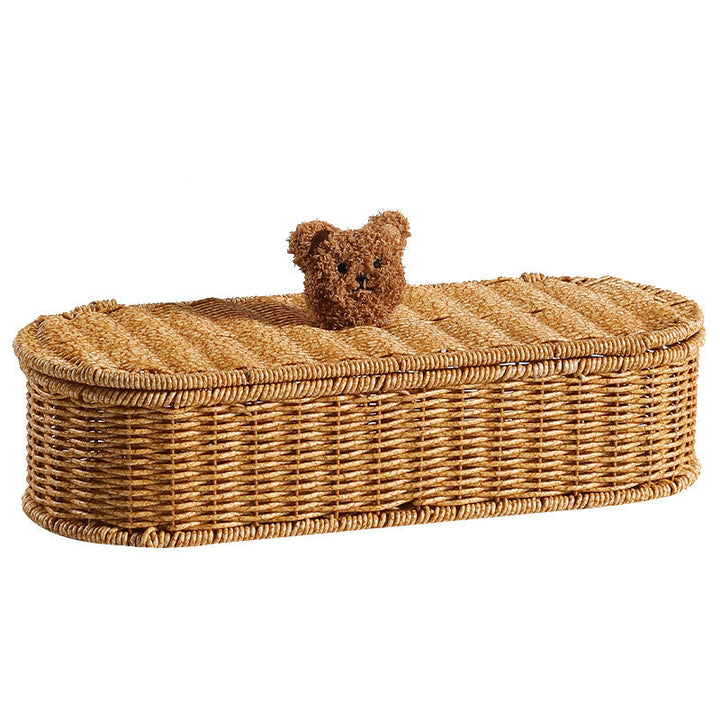 Decorative Woven Storage Box with Cute Bear Lid Stornfield