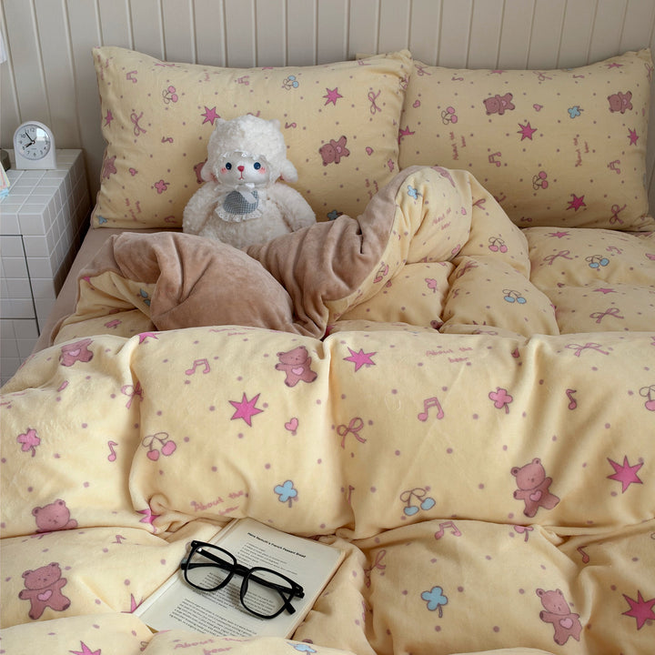 Cute Themed Fleece Bedding Set