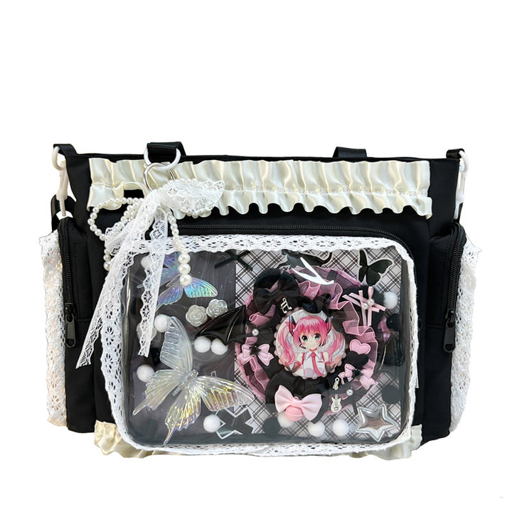 Shoulder bag with transparent front and playful applications Stornfield