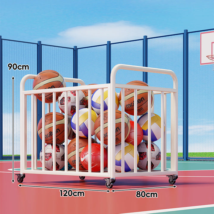 Heavy-Duty Wheeled Sports Ball Storage Cart with Tilted Return Rack
