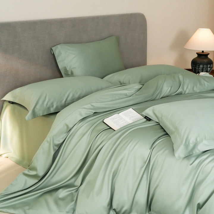Silk-Feel Sateen Duvet Cover Set with Pillowcases and Breathable Wrinkle-Resistant Finish