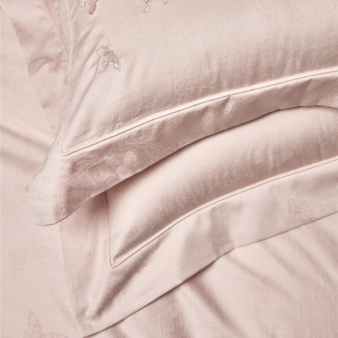 Satin-Jacquard Duvet Cover Set with Subtle Butterfly Jacquard and Pillow Shams